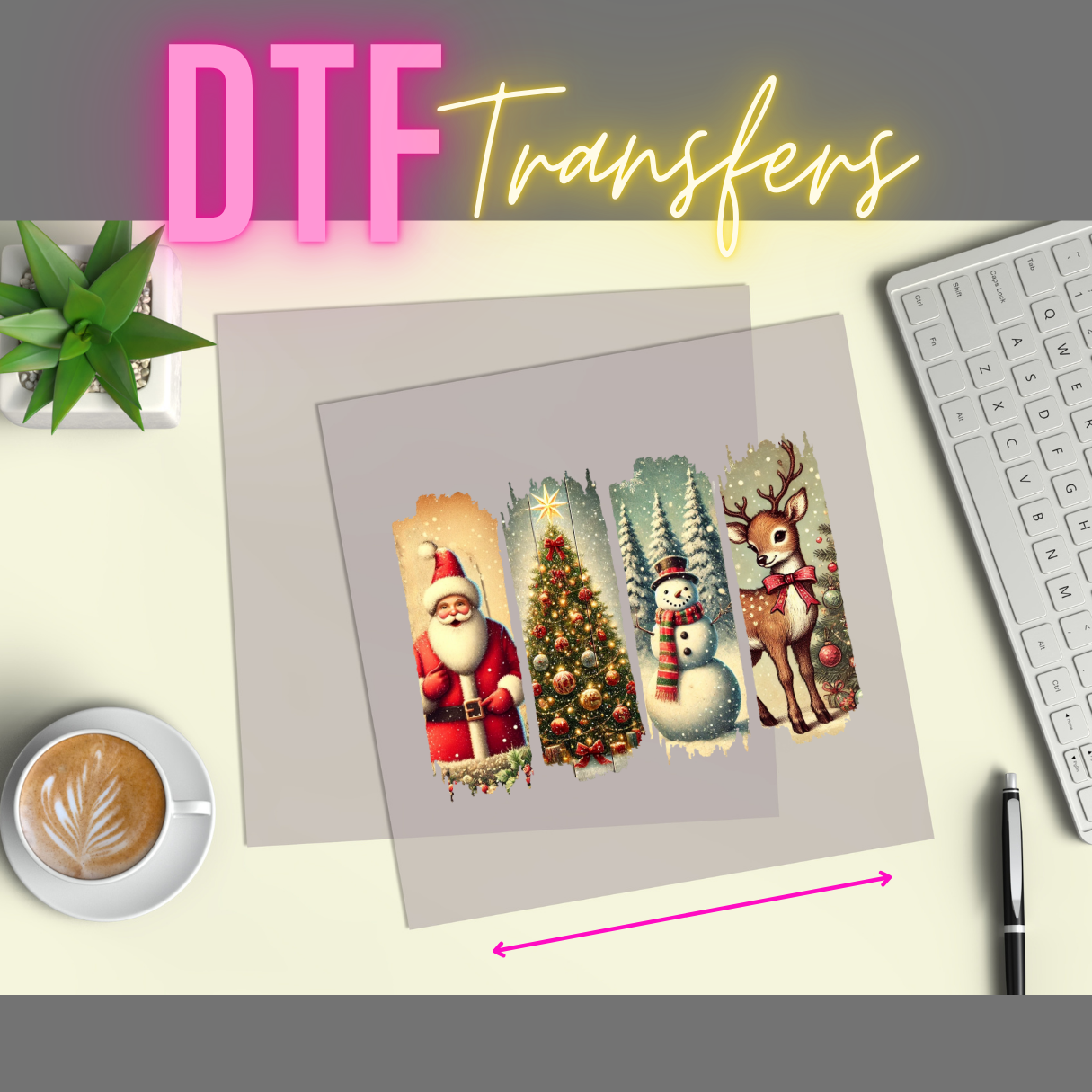 DTF Direct to Film Vintage Christmas Brushstrokes