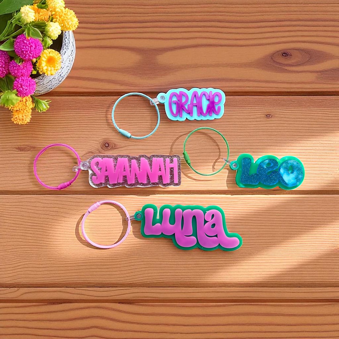 Custom Name bag tag, Acrylic Keychain, diaper bag name