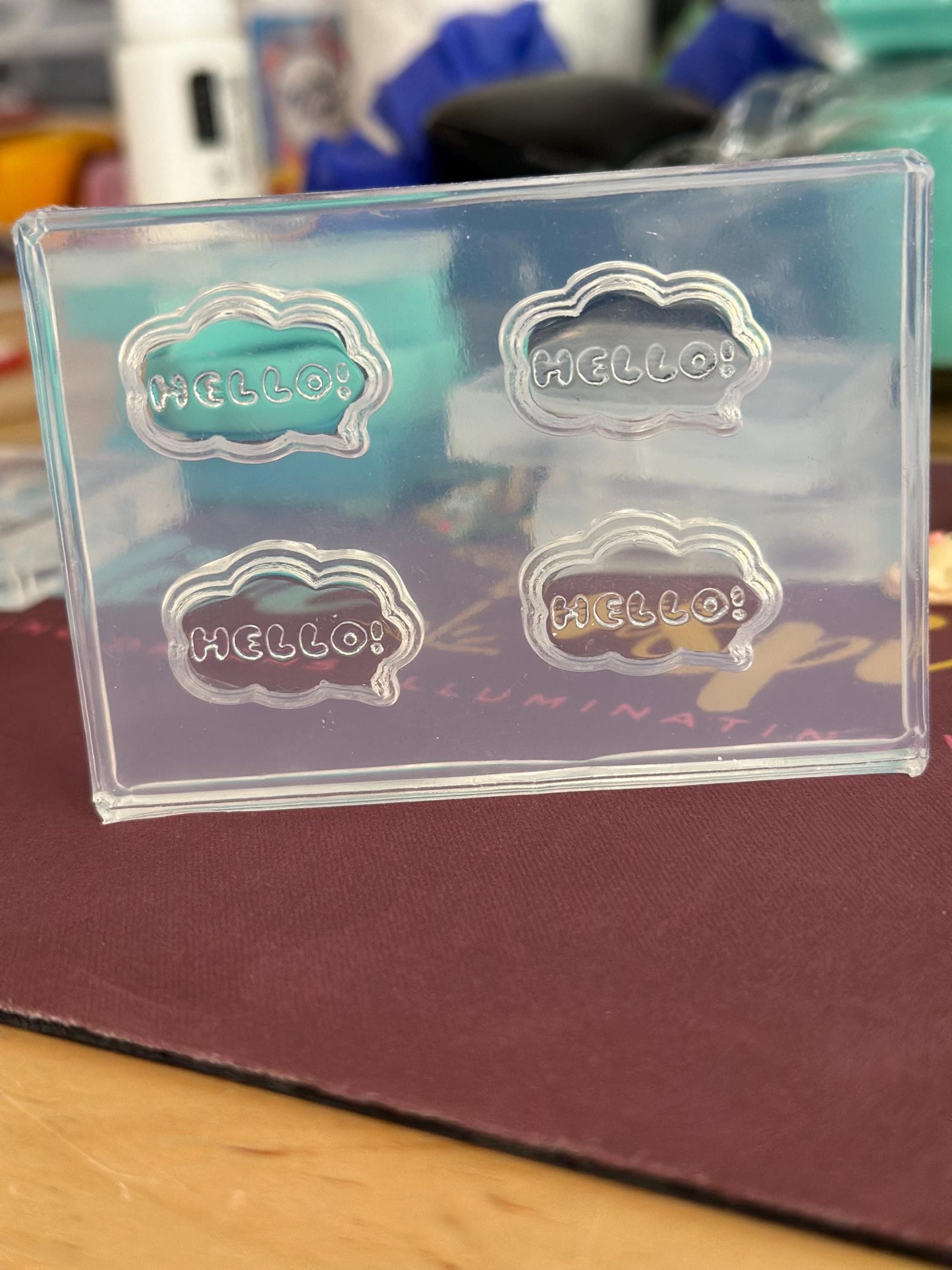 Hello! cabochon translucent silicone mold(mold only) - DIY cabochons, cabs, scrapbook embellishments, DIY keycaps