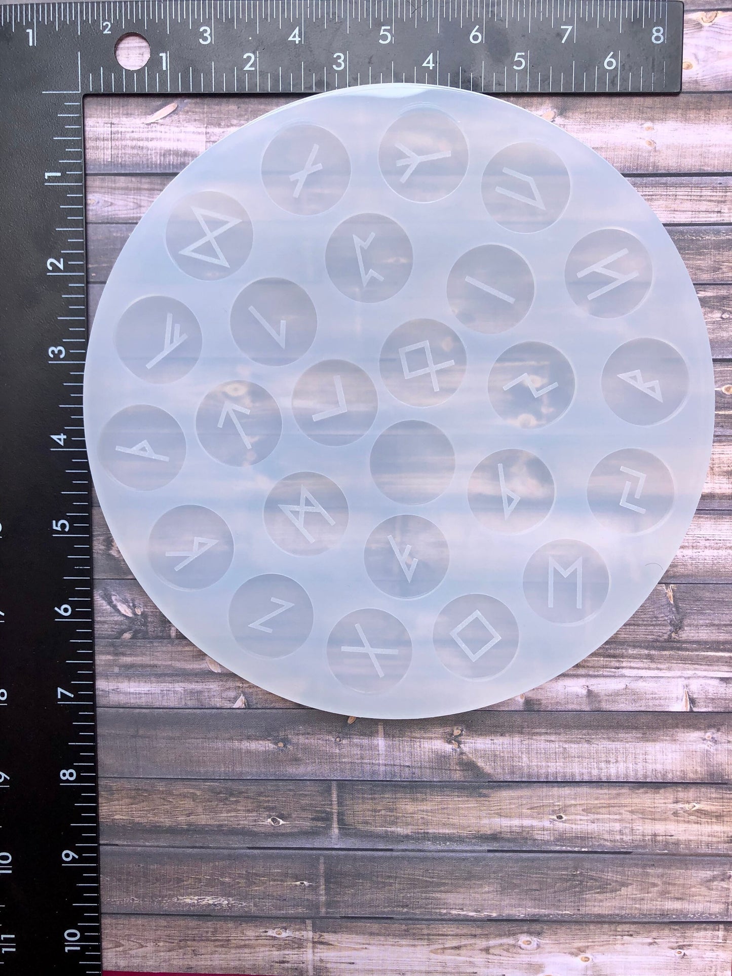 Elder Futkark circle runes - UV translucent silicone 1 inch diameter