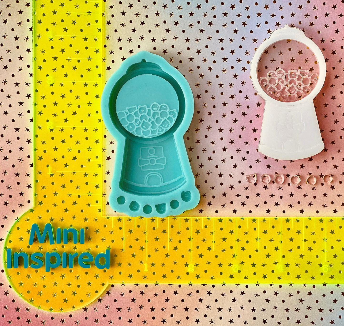 Kawaii Gum ball silicone shaker mold with shaker bits for epoxy resin - DIY keychain , DIY magnet, gifts