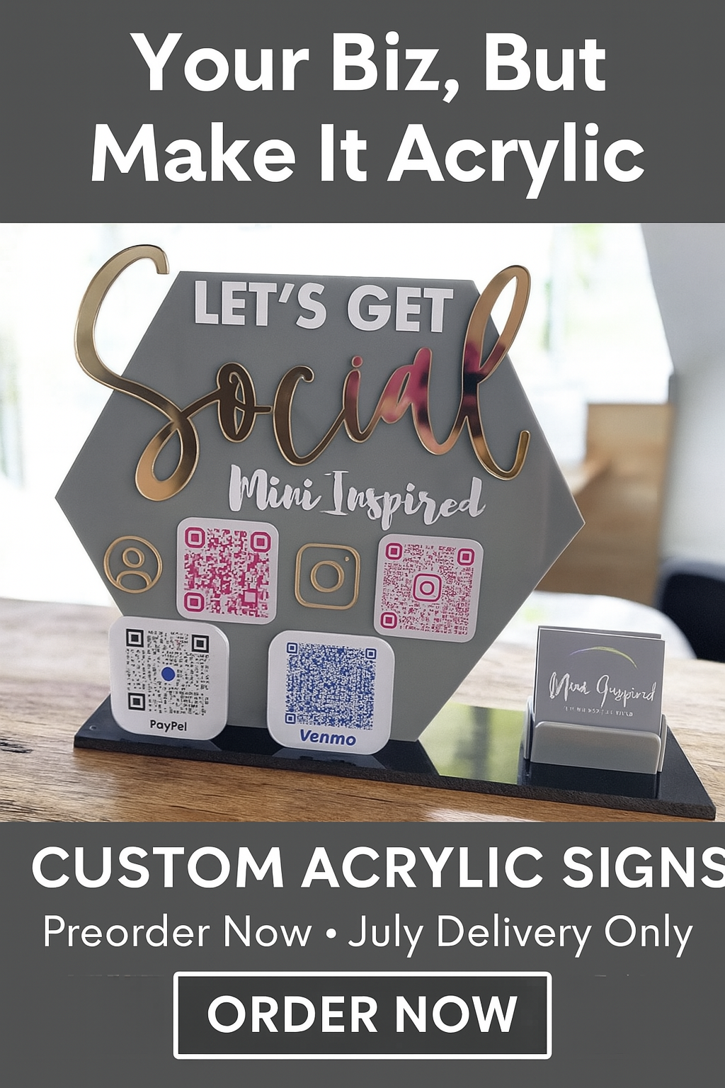 Custom QR Code Payment & Social Media Sign – Small Business Checkout Display for Market Vendors