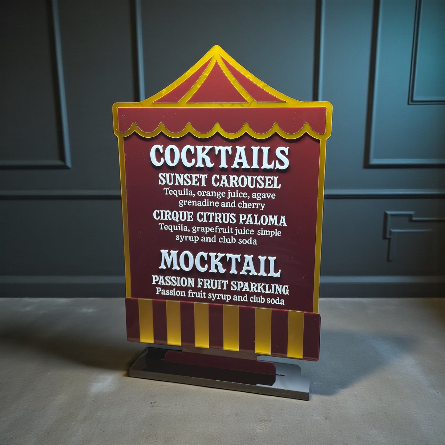 Custom Acrylic Event Table Top, Brewery & Food Hall Sign