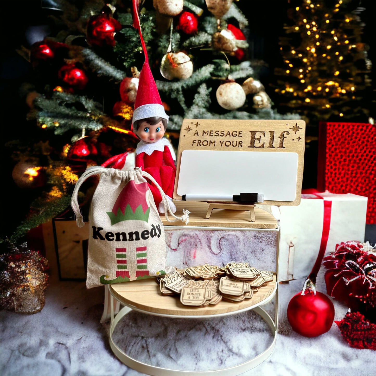 Personalized Token Bag, Elf Activity Tokens, Elf message sign, Best Family Traditions, Advent activities