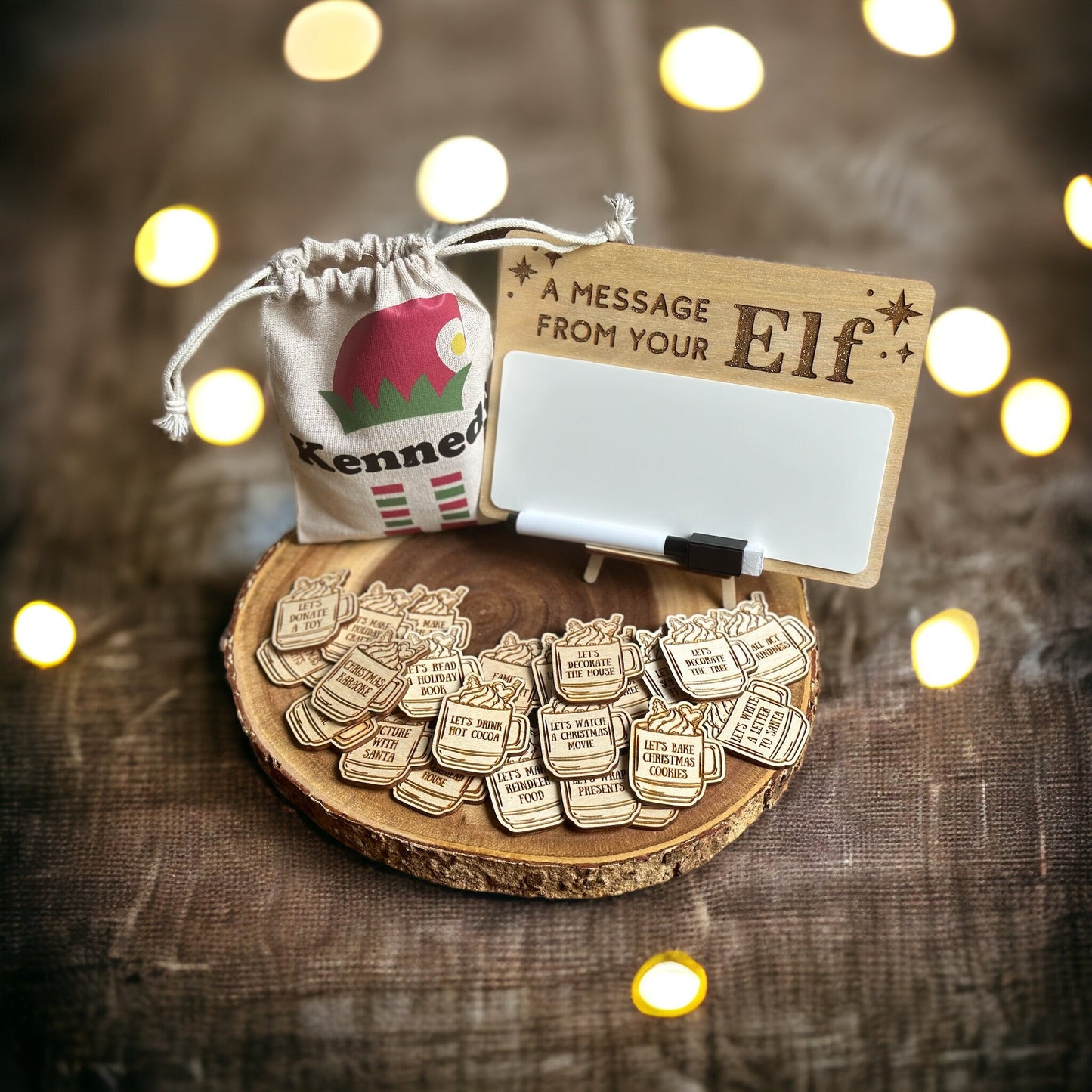 Personalized Token Bag, Elf Activity Tokens, Elf message sign, Best Family Traditions, Advent activities