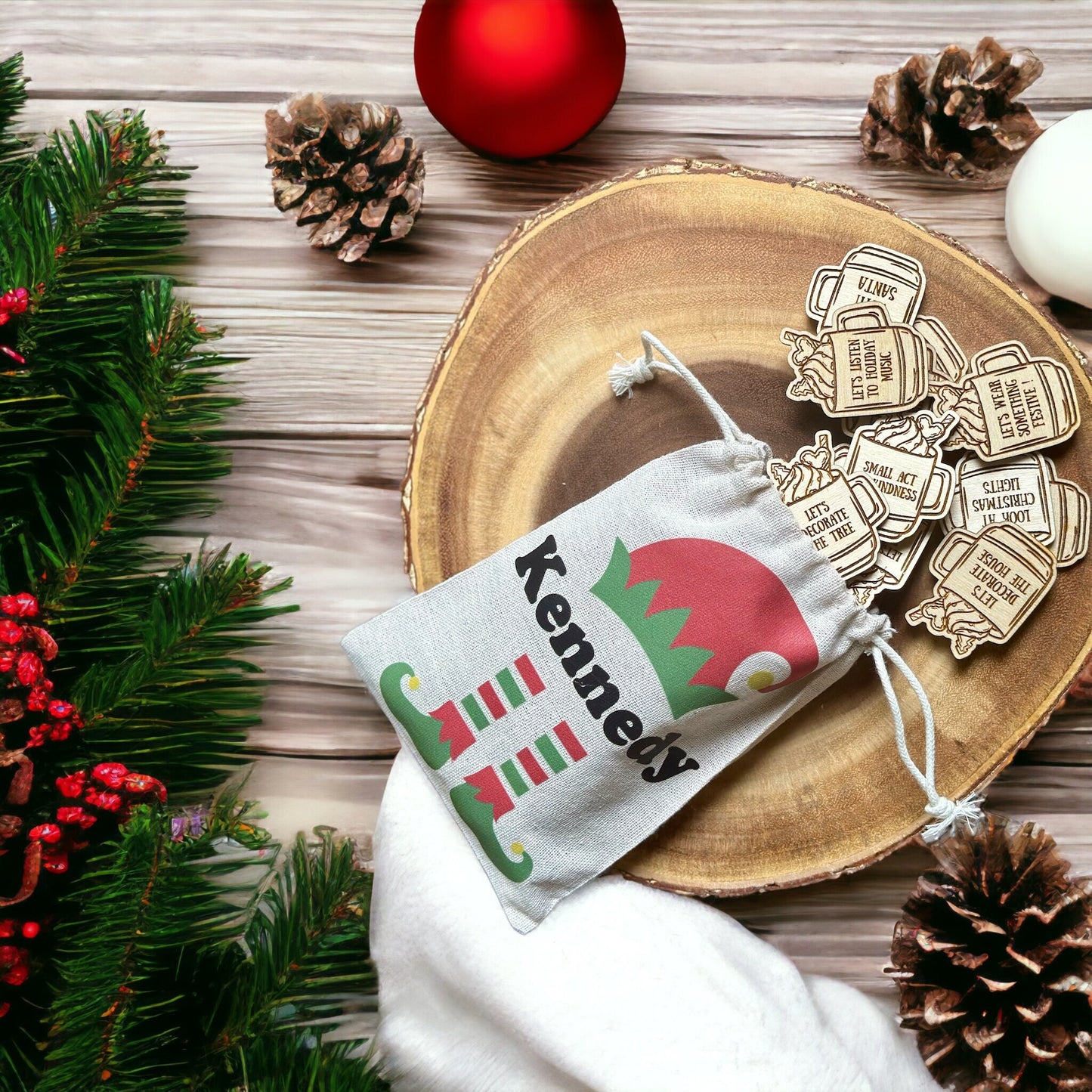 Personalized Token Bag, Elf Activity Tokens, Elf message sign, Best Family Traditions, Advent activities