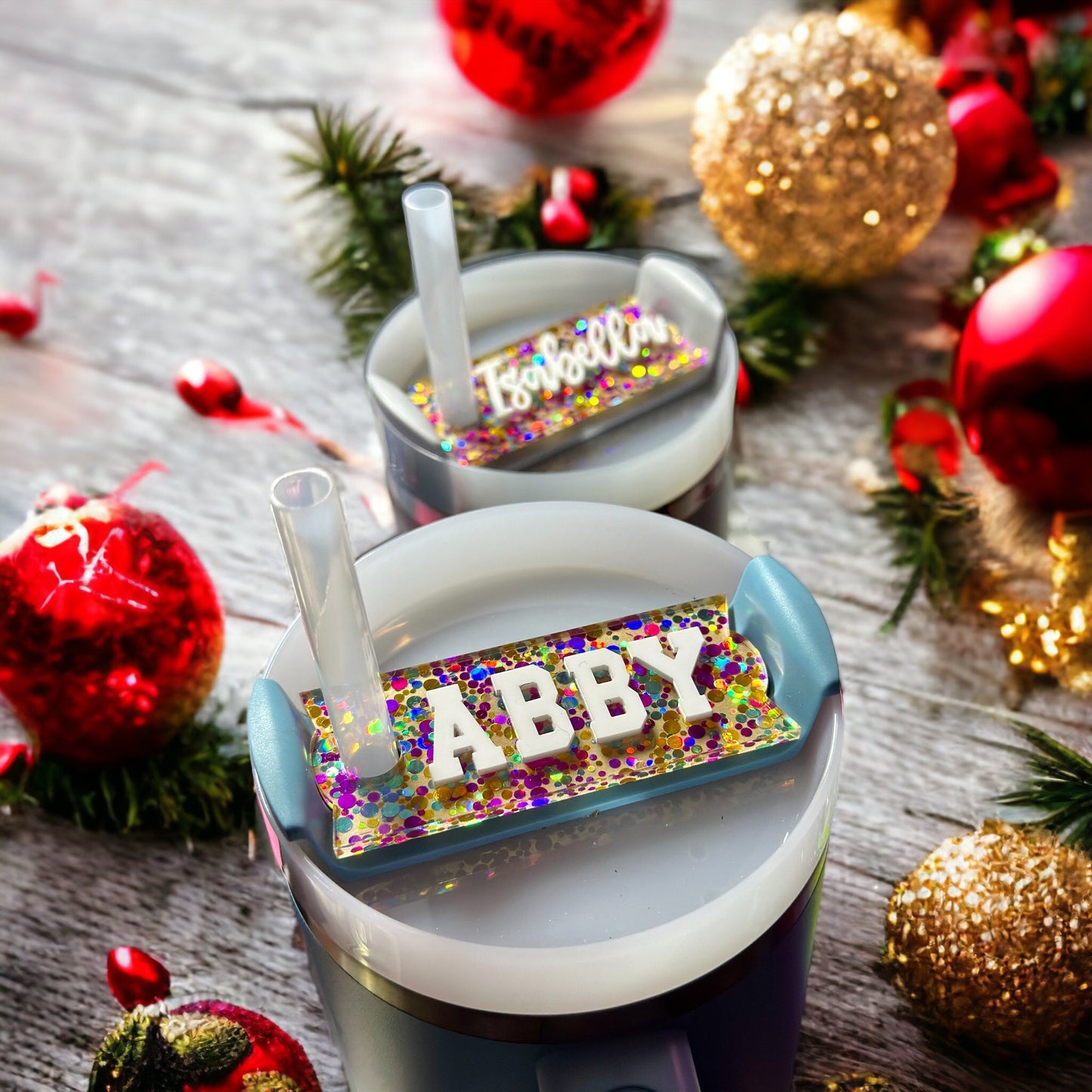 Stanley Name Plate Tumbler Tag Personalized, Confetti Tumbler Name Tags, Personalized Quencher Tumbler Topper, Lid H2.0 30oz, 40oz