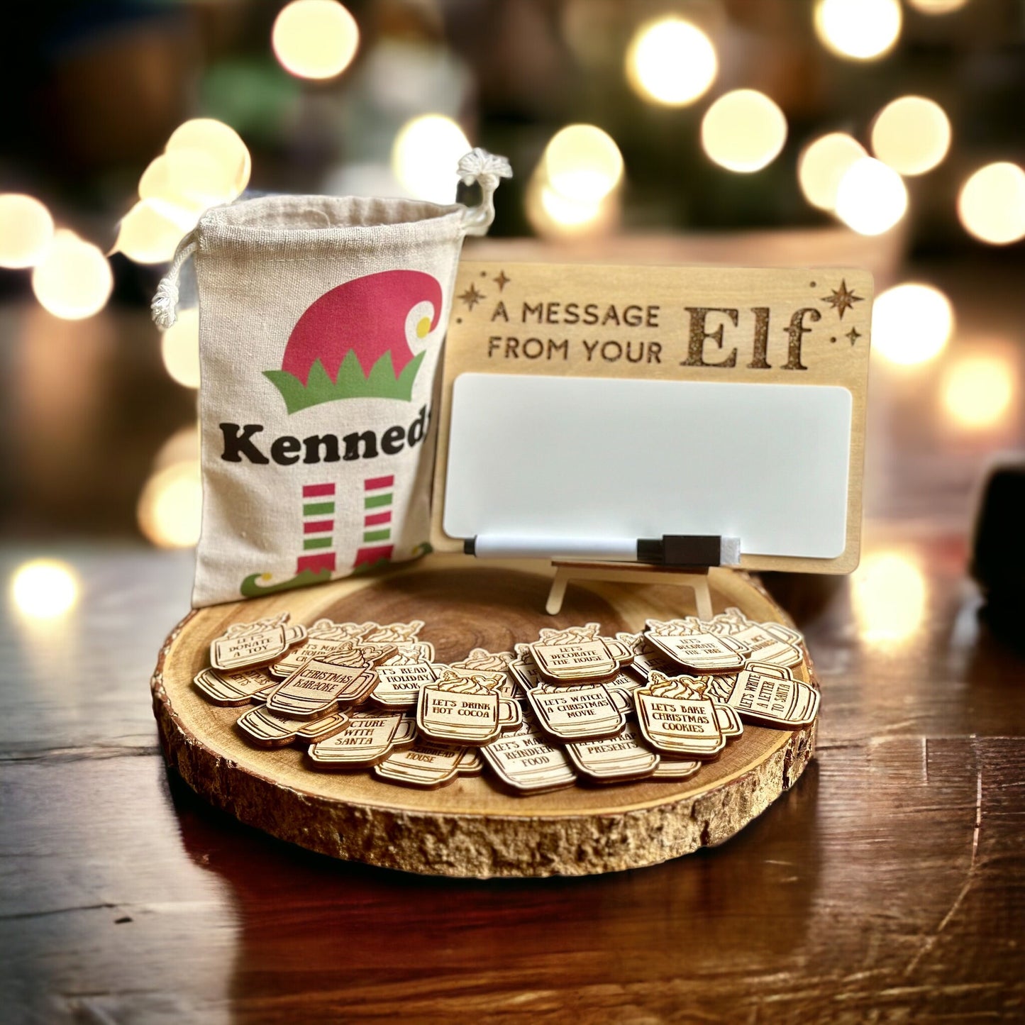 Personalized Token Bag, Elf Activity Tokens, Elf message sign, Best Family Traditions, Advent activities