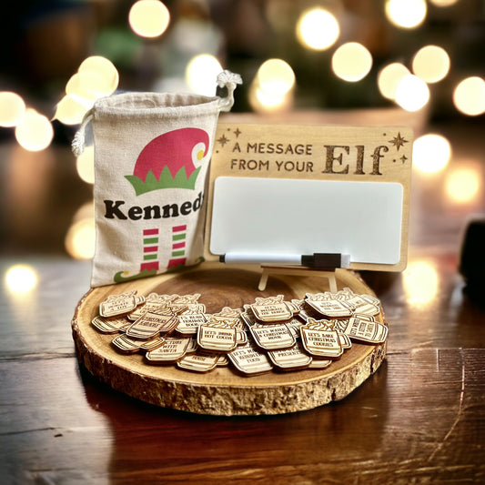 Personalized Token Bag, Elf Activity Tokens, Elf message sign, Best Family Traditions, Advent activities