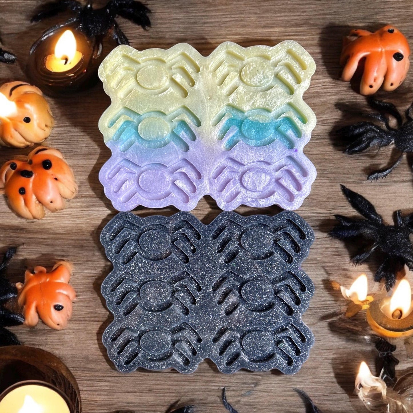 Halloween Silicone Spider Shaker Palette Mold for Resin Keychains & Badge Reels