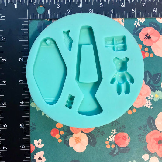 Kawaii Palette silicone mold; Lava Lamp shaker mold, retro hotel keychain, kawaii bear, chocolate mold, gummy bear, Decoden, key caps