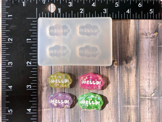Hello! cabochon translucent silicone mold(mold only) - DIY cabochons, cabs, scrapbook embellishments, DIY keycaps