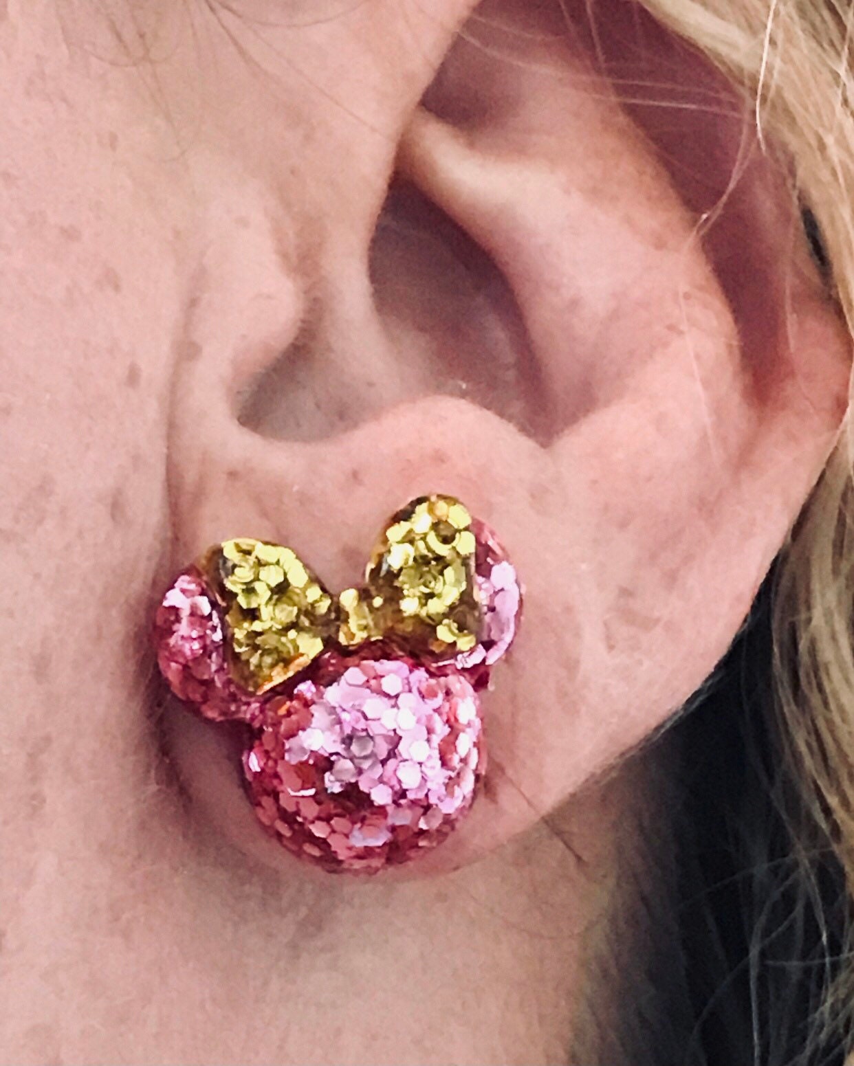 Cabochon- girl mouse - DIY stud earrings - DIY keycaps
