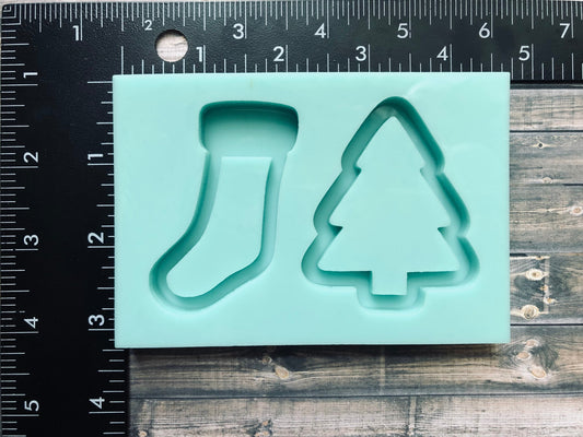 Christmas Stocking shaker silicone mold and Christmas tree shaker silicone mold for epoxy resin- DIY keychain, DIY ornaments