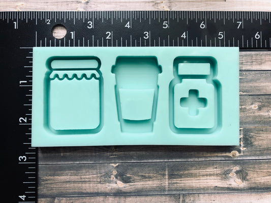 Jar, Coffee Cup, pill bottle shaker silicone mold for epoxy resin palette