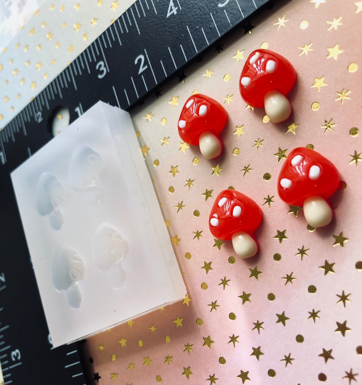 Mini Mushroom cabochon silicone mold- DIY earrings, DIY necklace charms, DIY cabochon