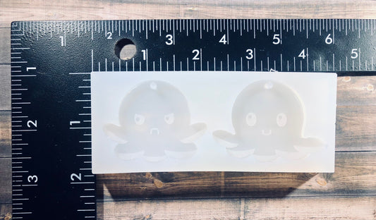 Happy/ Sad Octopus Silicone mold for epoxy resin/ UV resin, Baby octopus pendants 1.5 inches