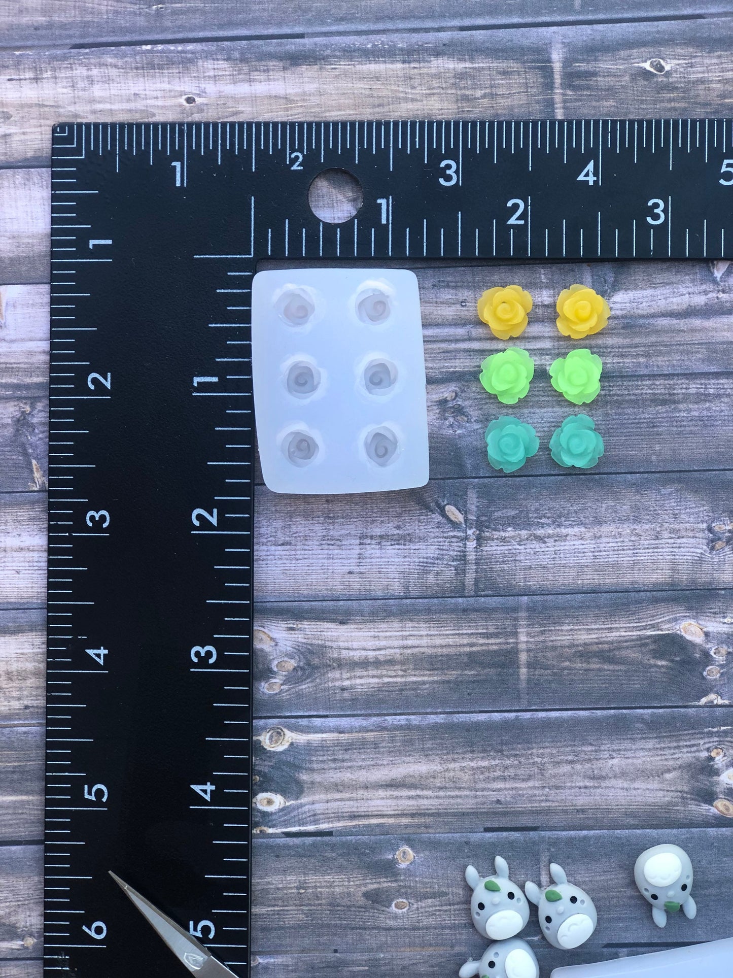 Mini rose silicone mold - diy earrings , diy nail charms