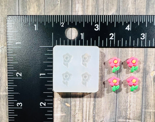 Mini Flower Cabochon silicone mold for UV resin- DIY stud earrings, DIY charms