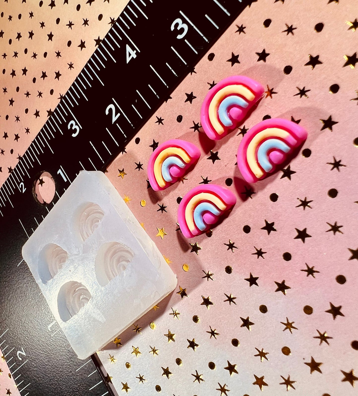 Mini Rainbow Cabochon silicone mold for UV resin- DIY stud earrings, DIY charms