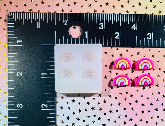 Mini Rainbow Cabochon silicone mold for UV resin- DIY stud earrings, DIY charms