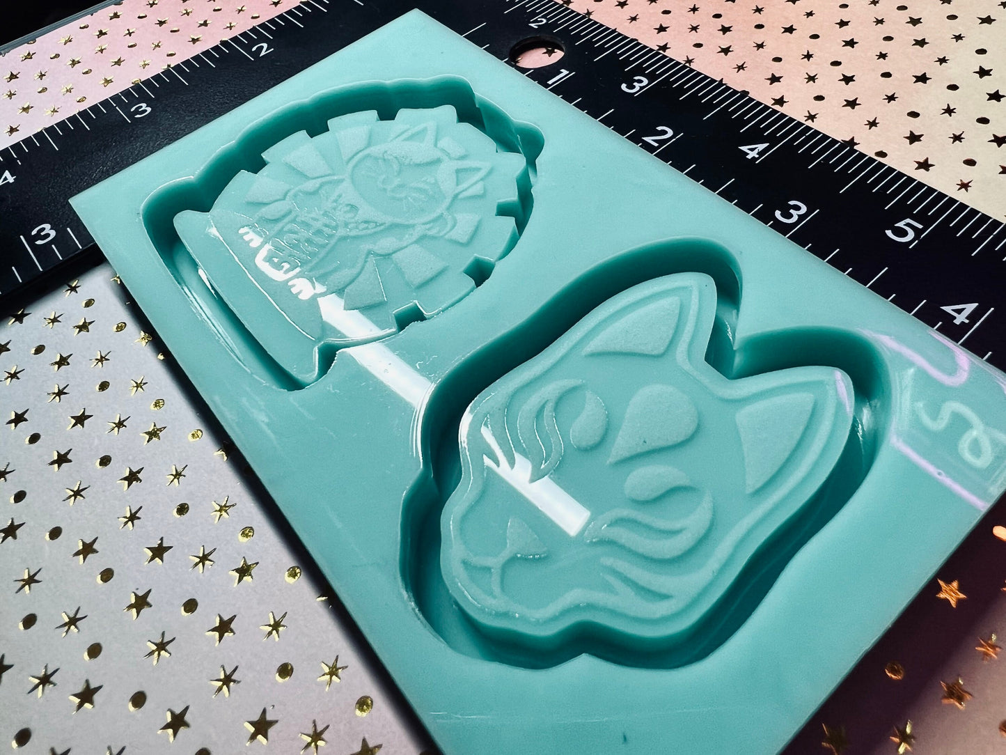 Lucky cat Kitsune mask silicone shaker mold for resin