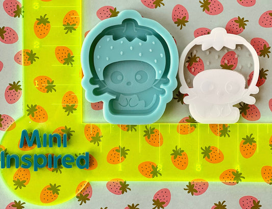 Cat Strawberry silicone Shaker Mold for export resin - DIY keychain, DIY magnets