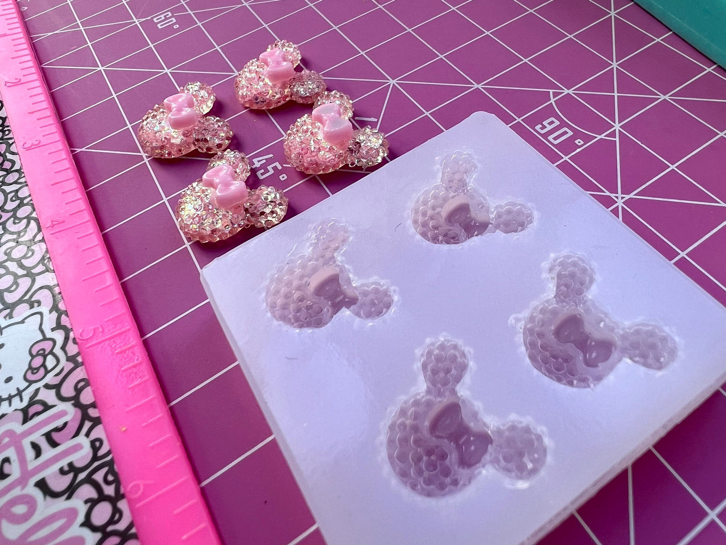 Girl Mouse cabochon silicone mold- earring mold, diy charms